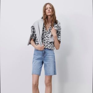 ZARA Clamshell Silky Button Front Top size L